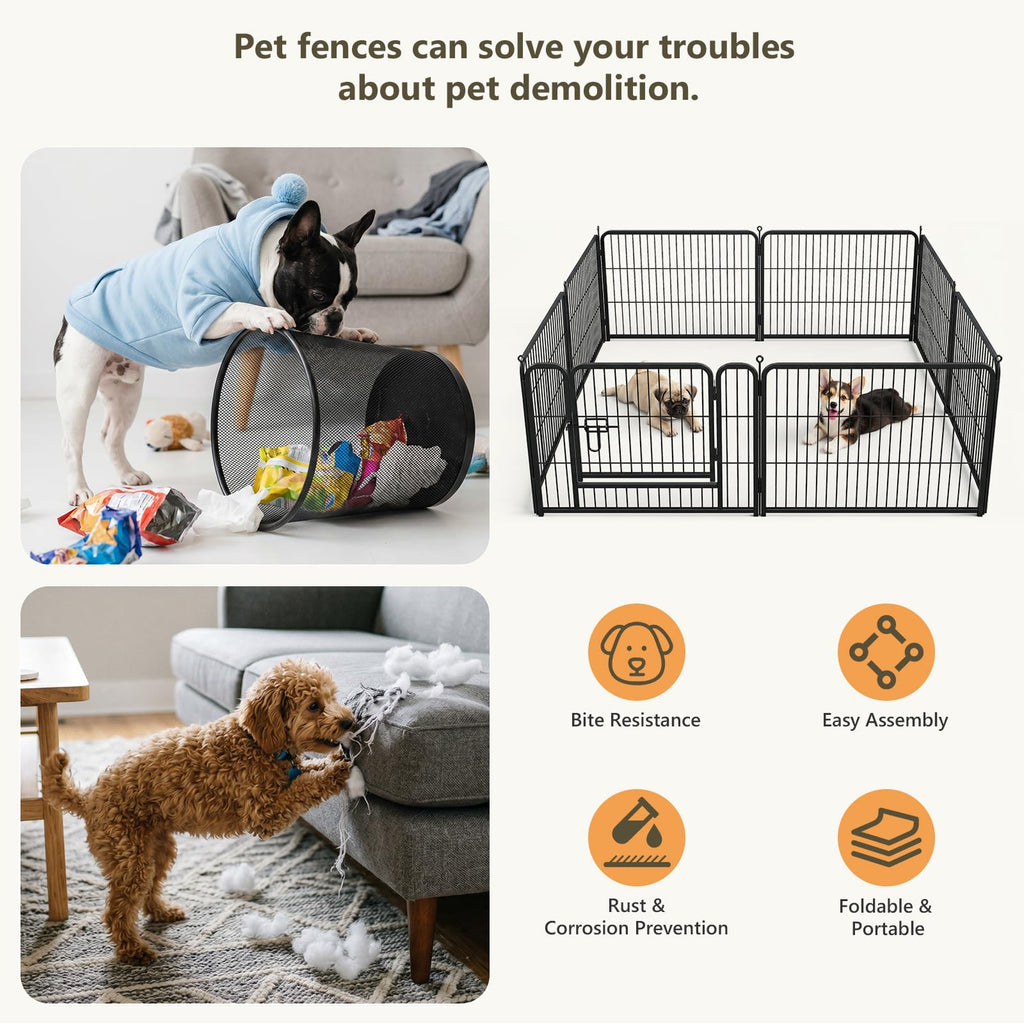 24" Height 16 Panels Foldable Metal Dog Playpen with Door R4651