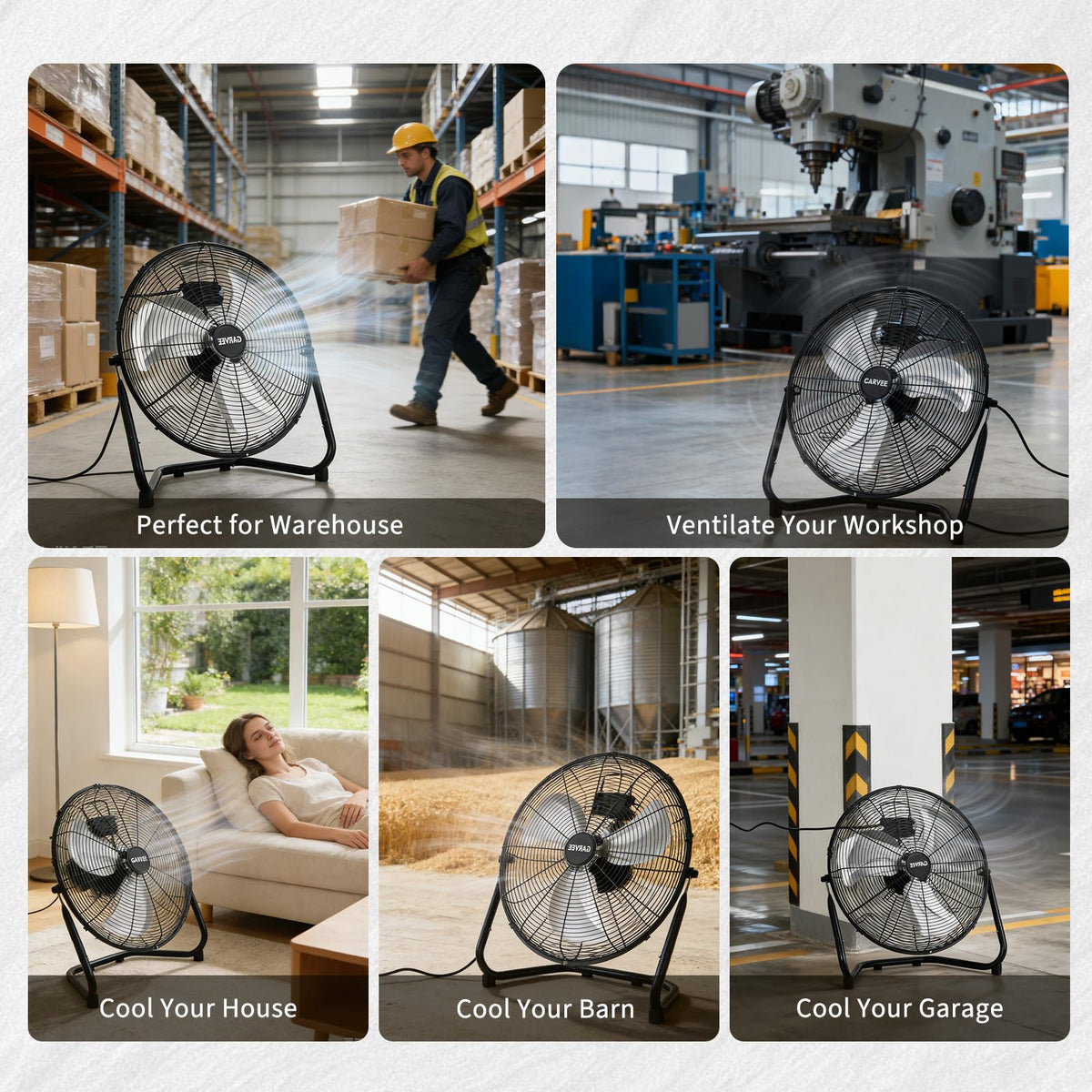20 Inch 3 Speeds High Velocity Metal Floor Fan N1460