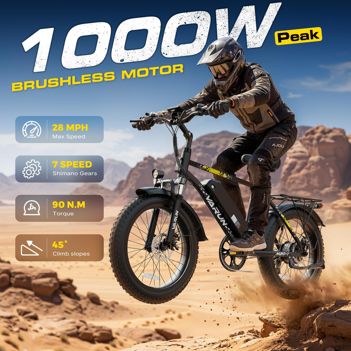 1000W Peak Motor 60+ Miles Fat Tire Electric Bike G9261