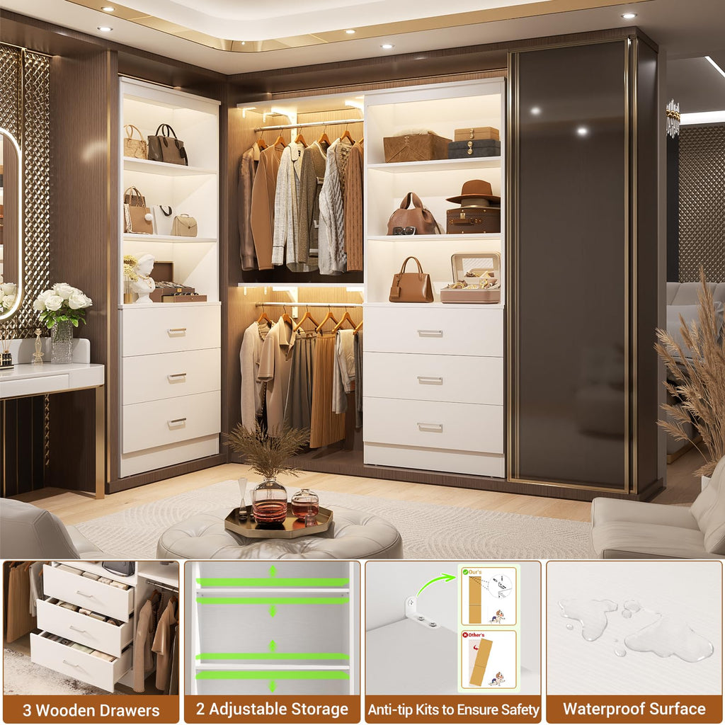 23.6" White Closet Drawers System with 3 Drawers D286705