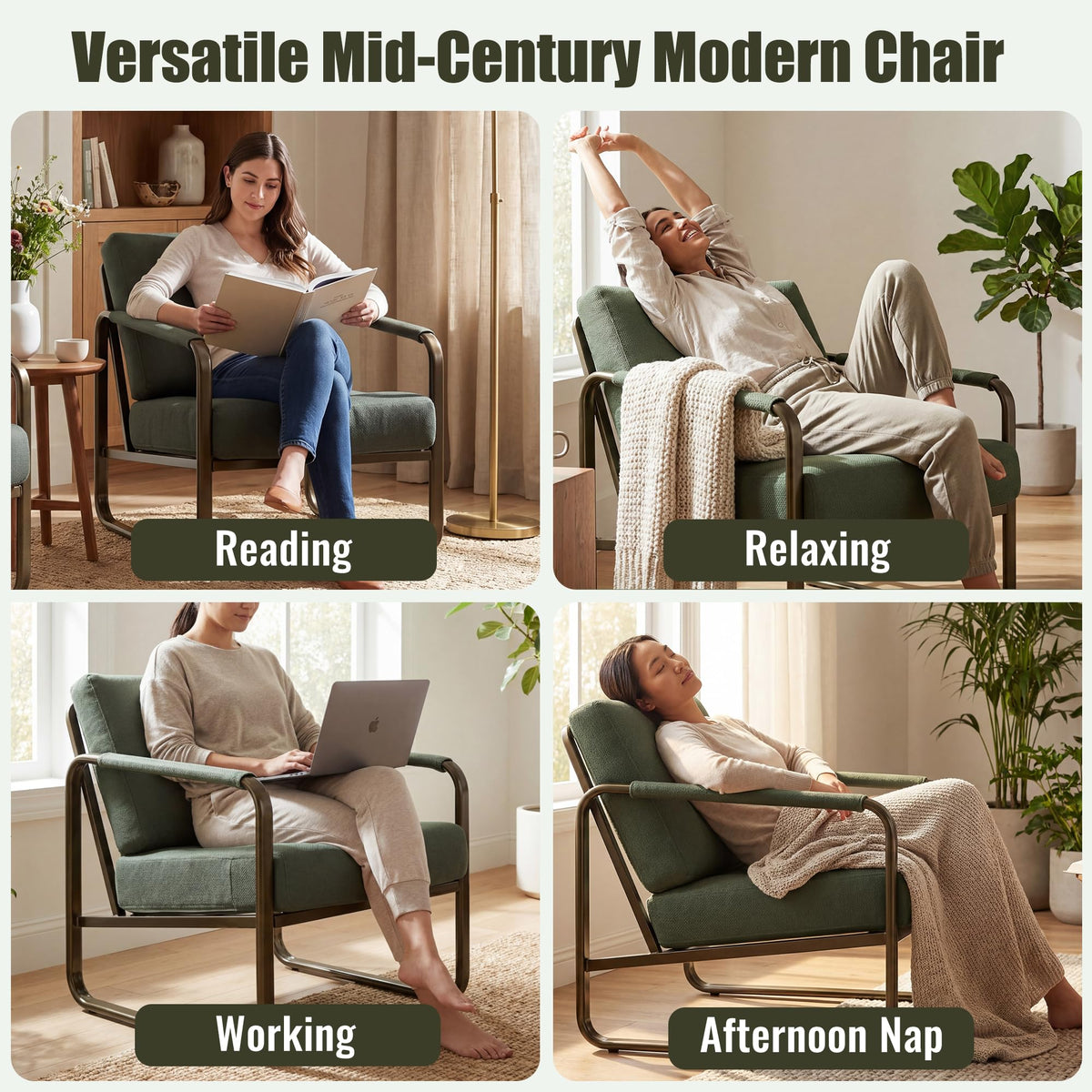 Set of 2 Green Fabric Accent Chair G412511