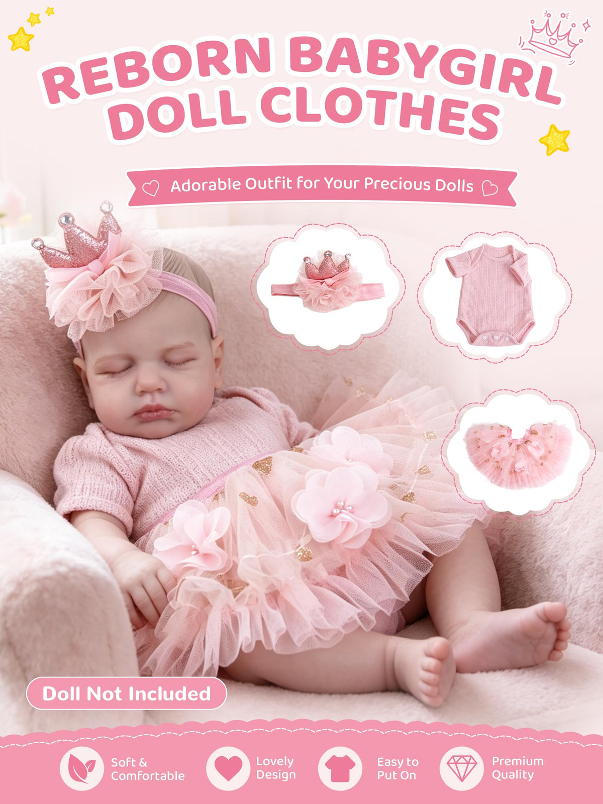 Pink Baby Doll Clothes 17-20 Inches V702