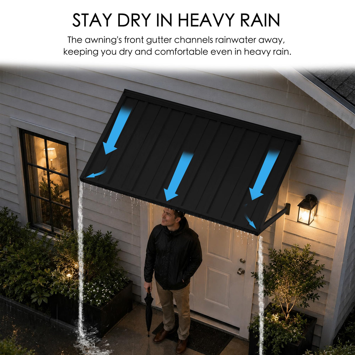Adjustable Door Window Awning 42"W×32" R3968