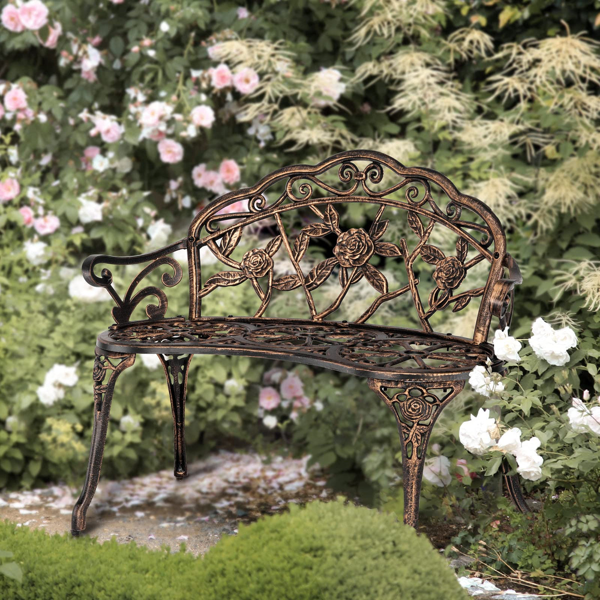 2 Seater Cast Iron Cast Aluminium Garden Bench M36820