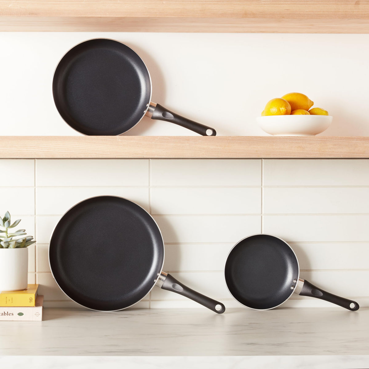 Ceramic Nonstick Frying Pan Set, 3-Piece, Black L794062