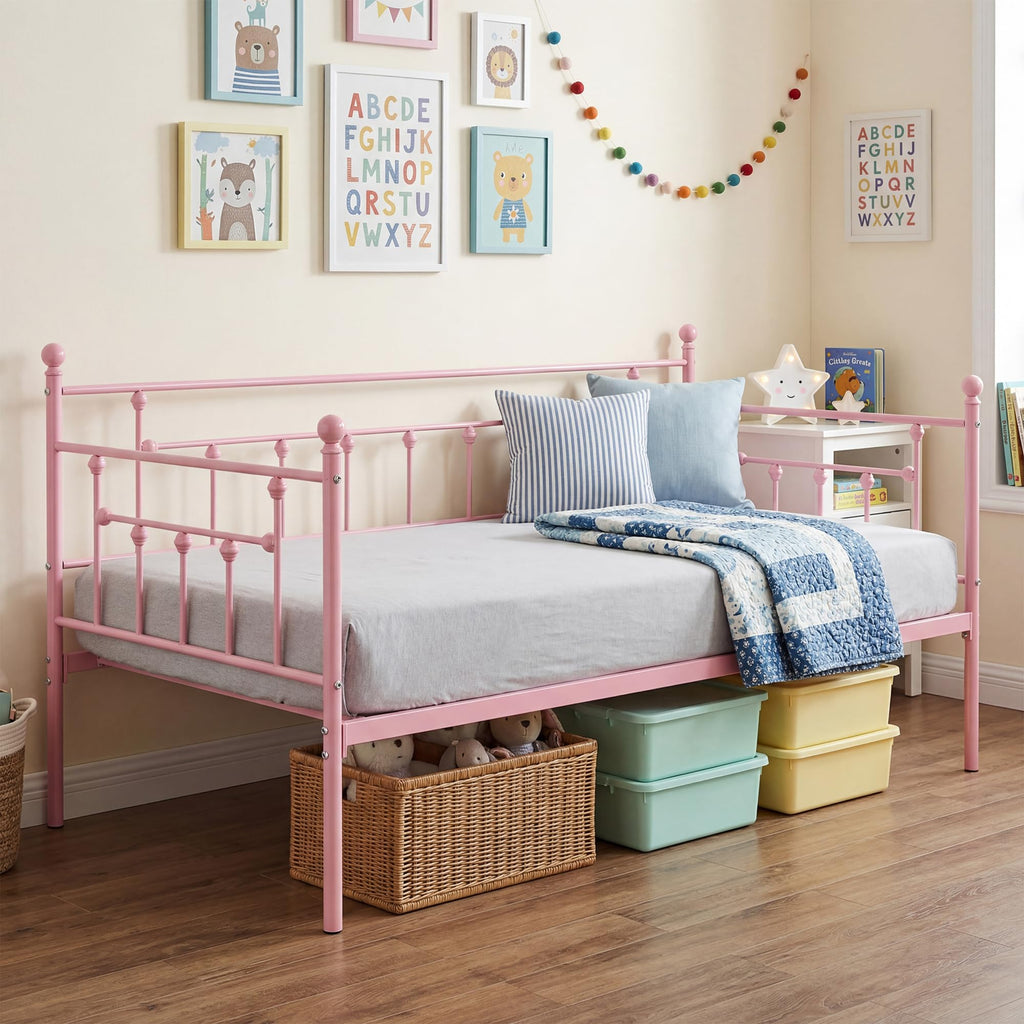 Twin Size Metal Daybed Frame with Headboard P7193