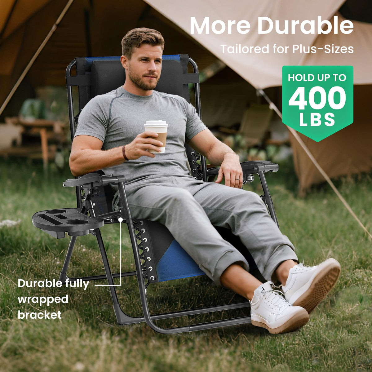 Oversized Zero Gravity Chair 2 Pack Folding Recliner with Pillow & Cup Holder P760
