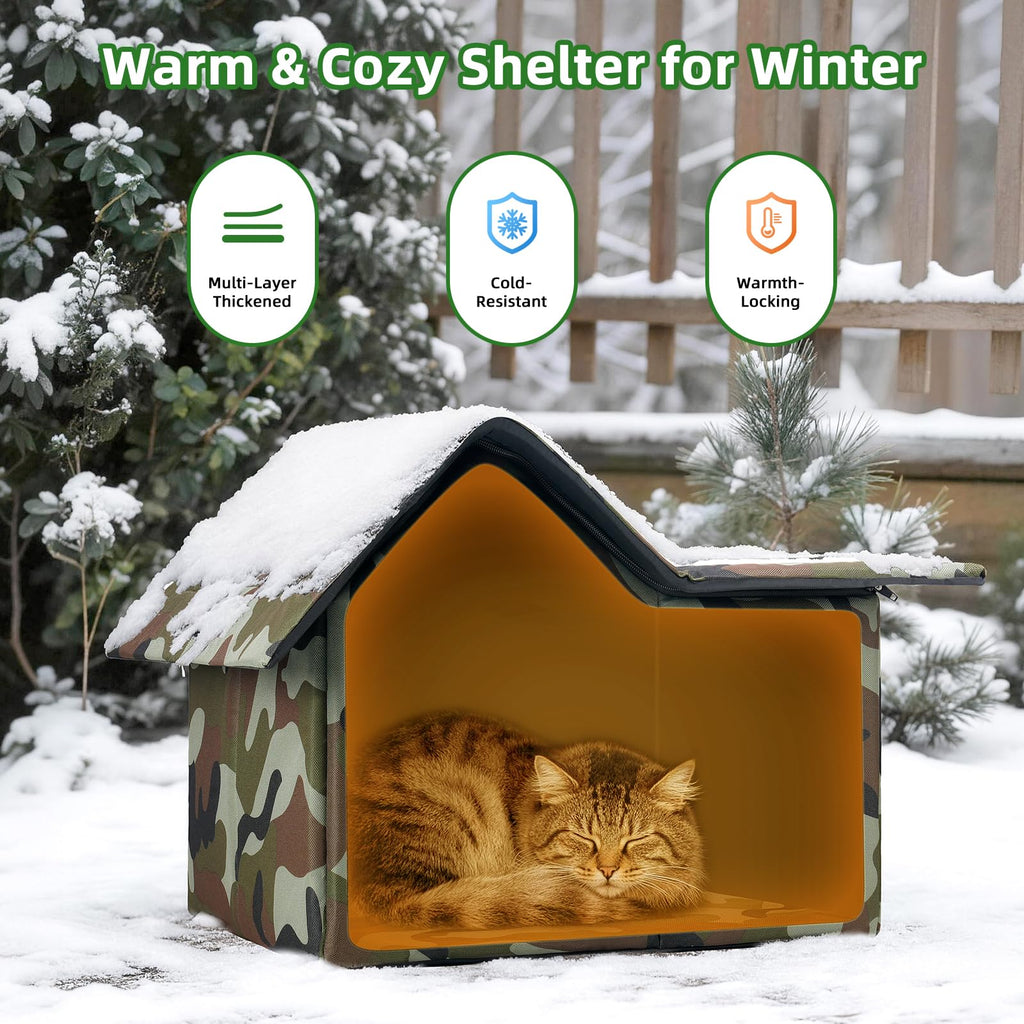 Large Weatherproof Outdoor Cat House with Door and Soft Mat G441