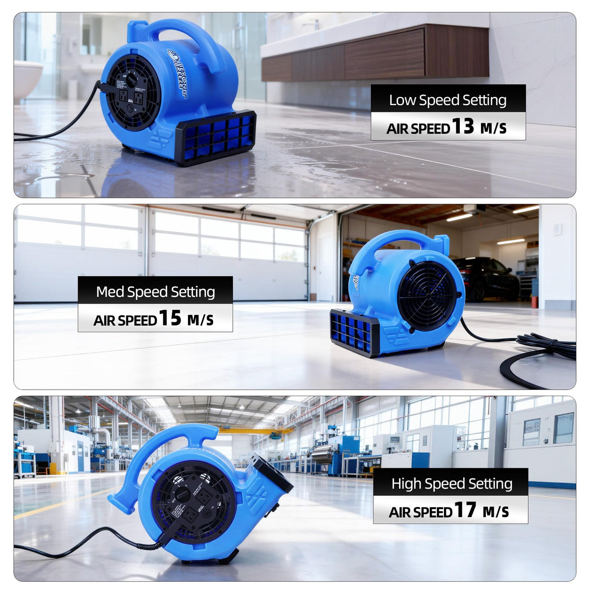 1/4 HP 1000 CFM 3 Speeds Air Mover Blower Fan N77368