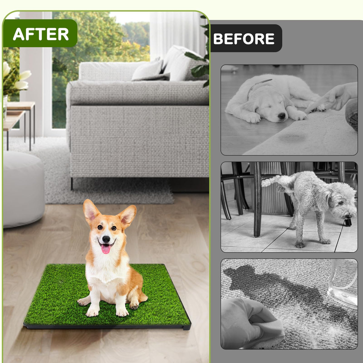 23''X17'' Artificial Turf Dog Grass Pad with Tray E617302