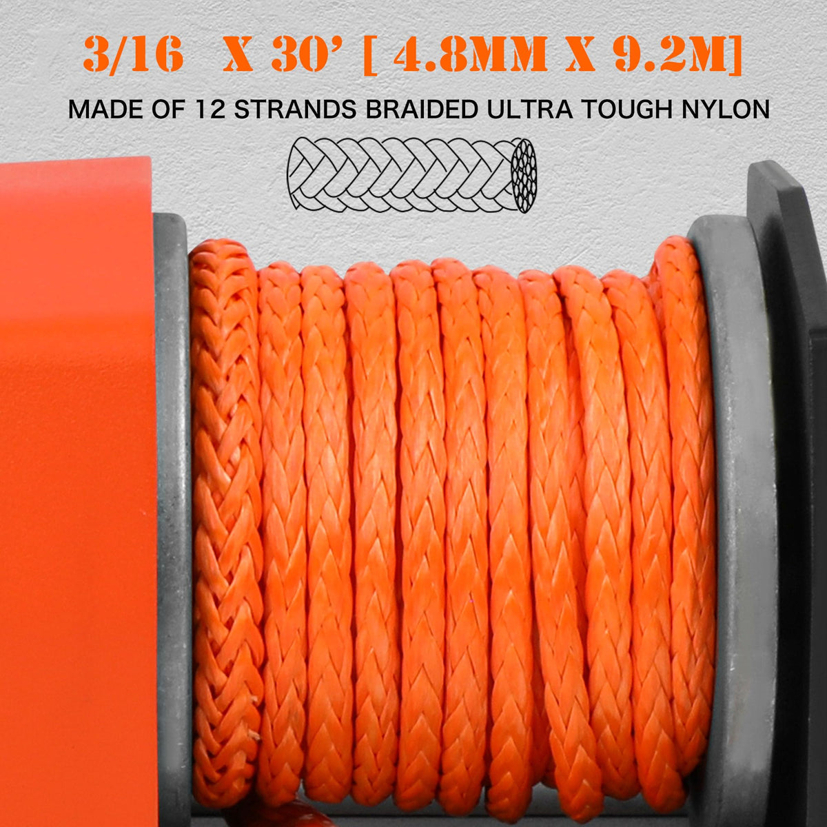 2500 lb Electric Winch 30ft Synthetic Rope 12V DC B229853