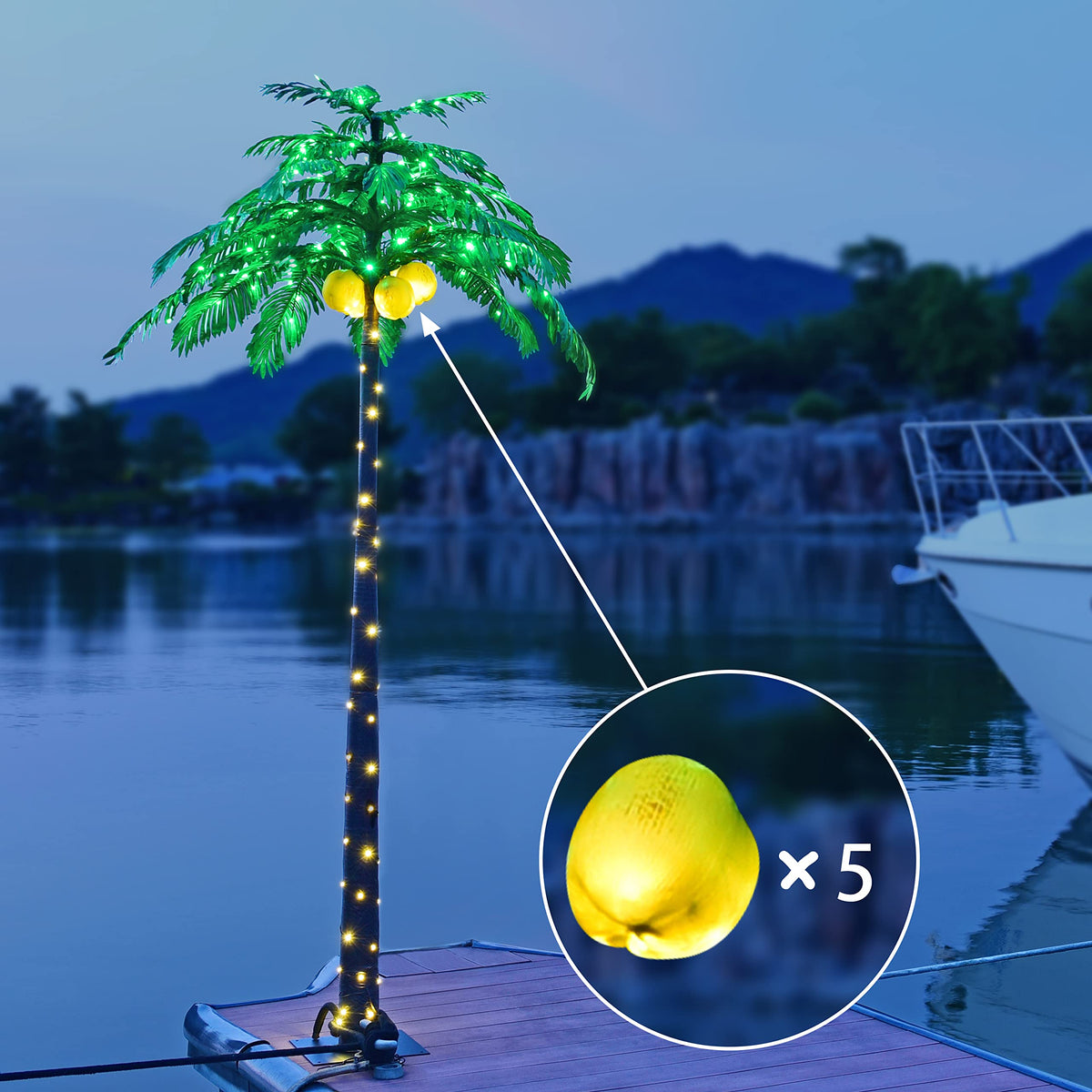 8FT Artificial Lighted Palm Tree with 256 LED Lights L816156