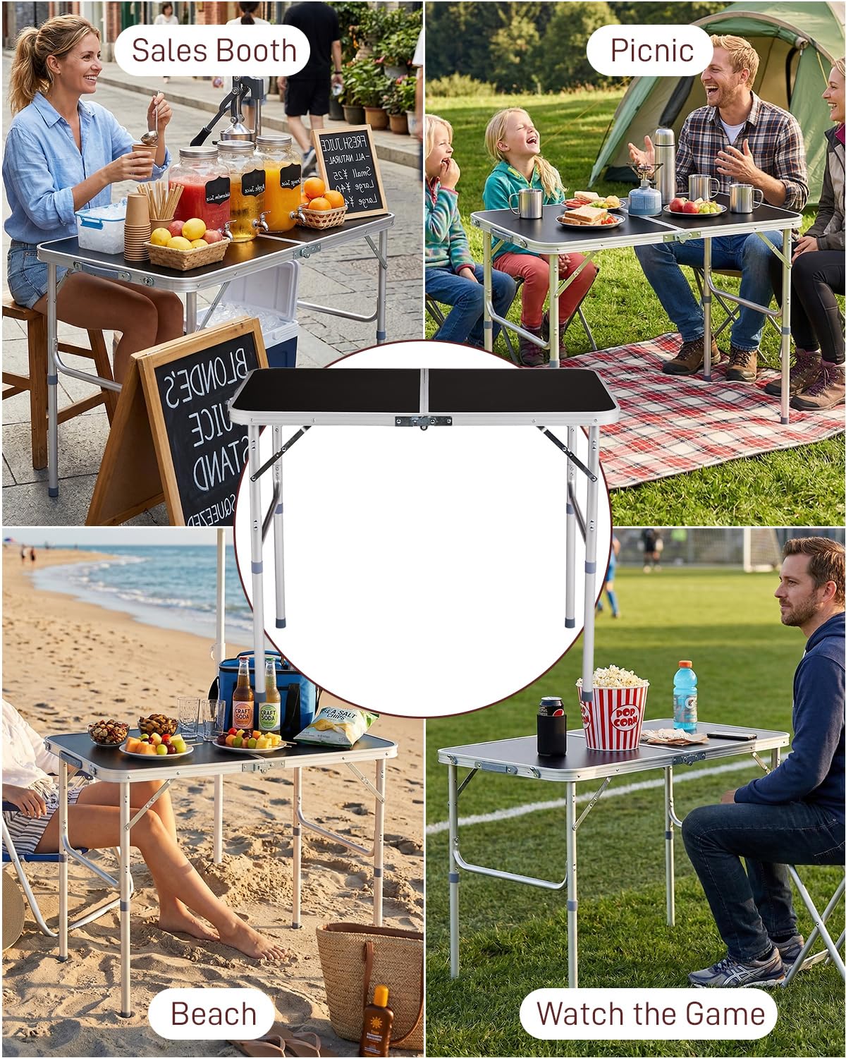 Portable Folding Camping Table Black V3534