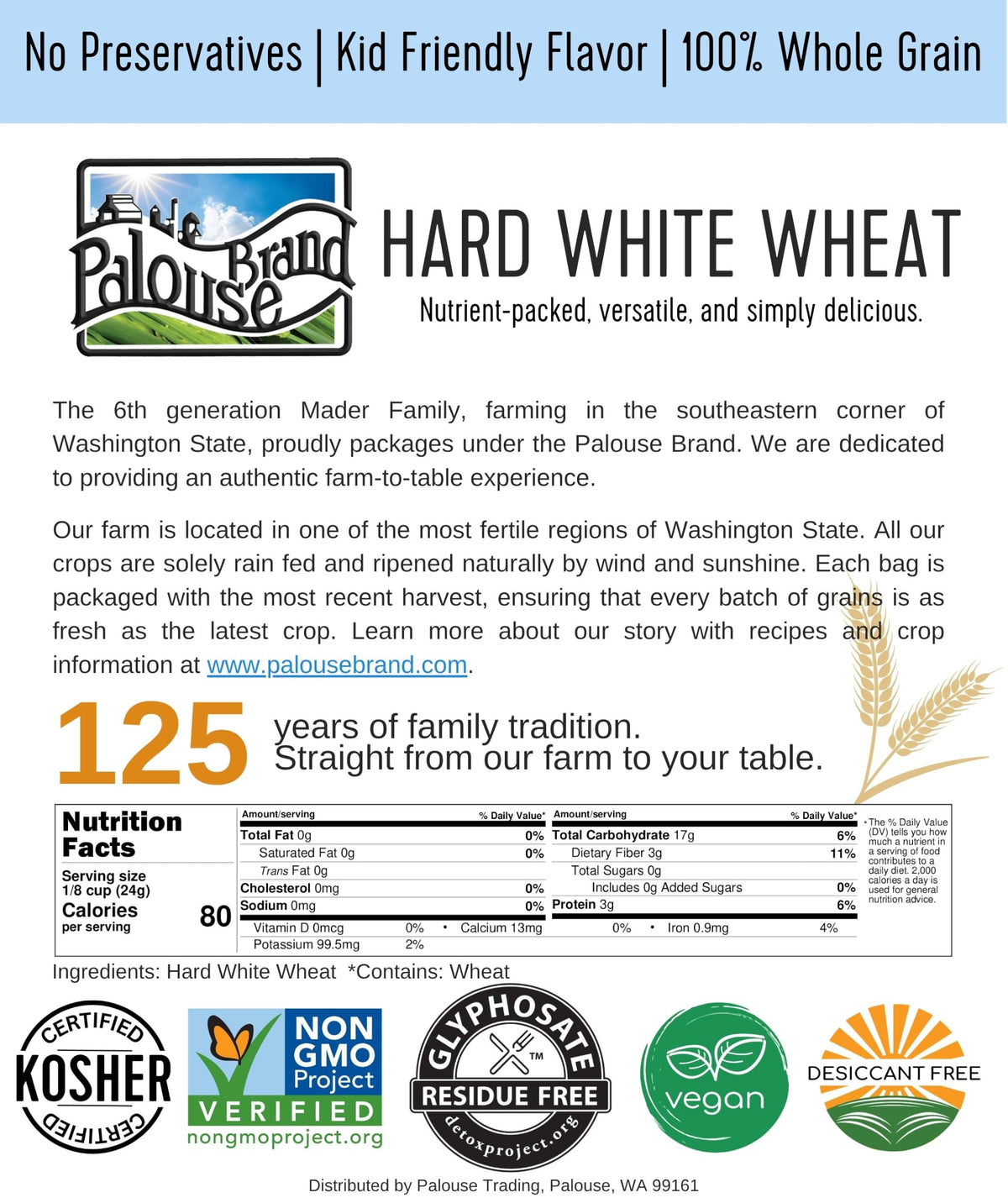 Hard Red Spring and Winter Soft and Hard White Wheat Berries 100 LBS X388985