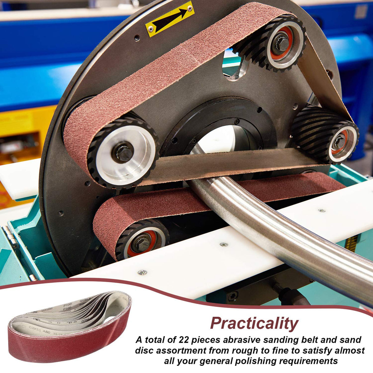 22 Pieces 4 x 36 In Sanding Belts and 6 In Self-Adhesive Discs Set W943312