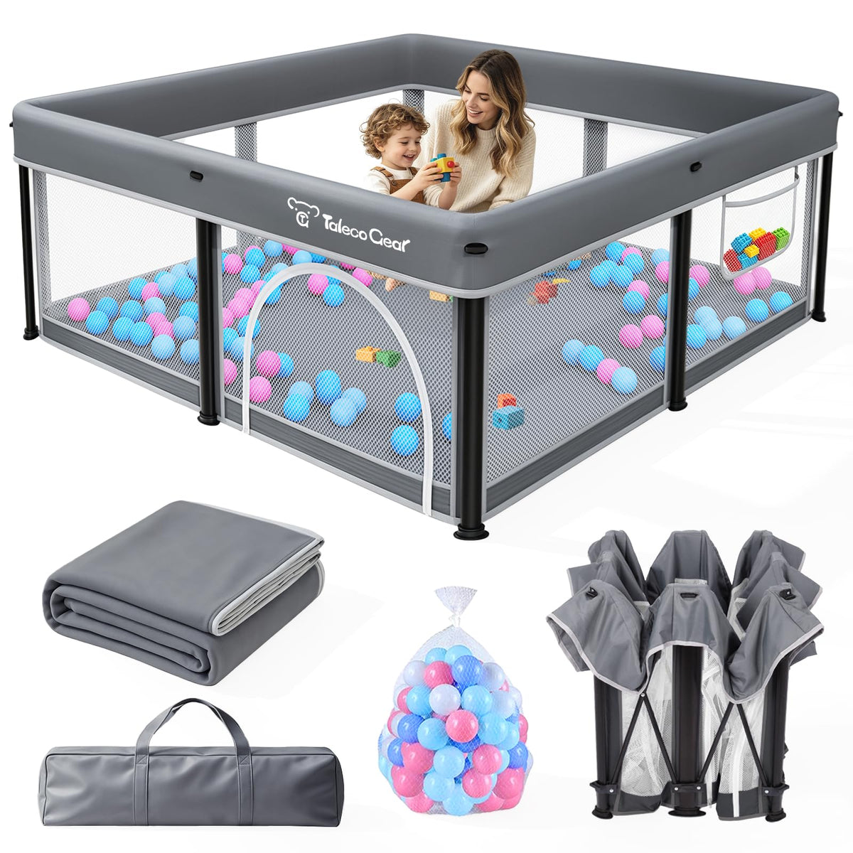 Foldable Baby Playpen with Mat and Ocean Balls S706