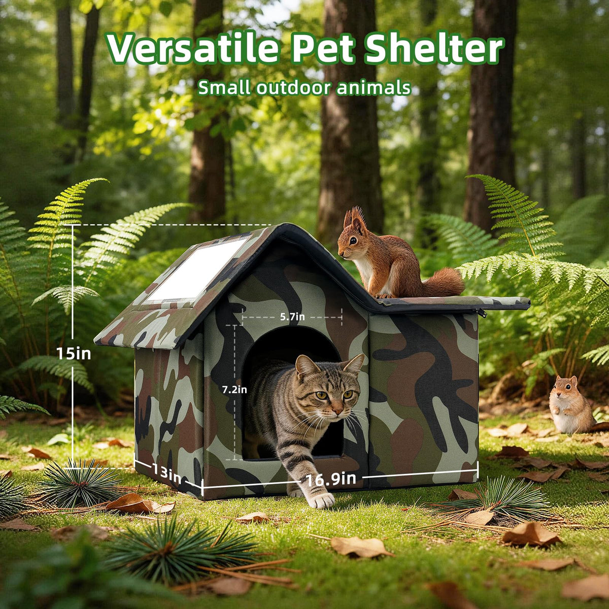 Large Weatherproof Outdoor Cat House with Door and Soft Mat G441