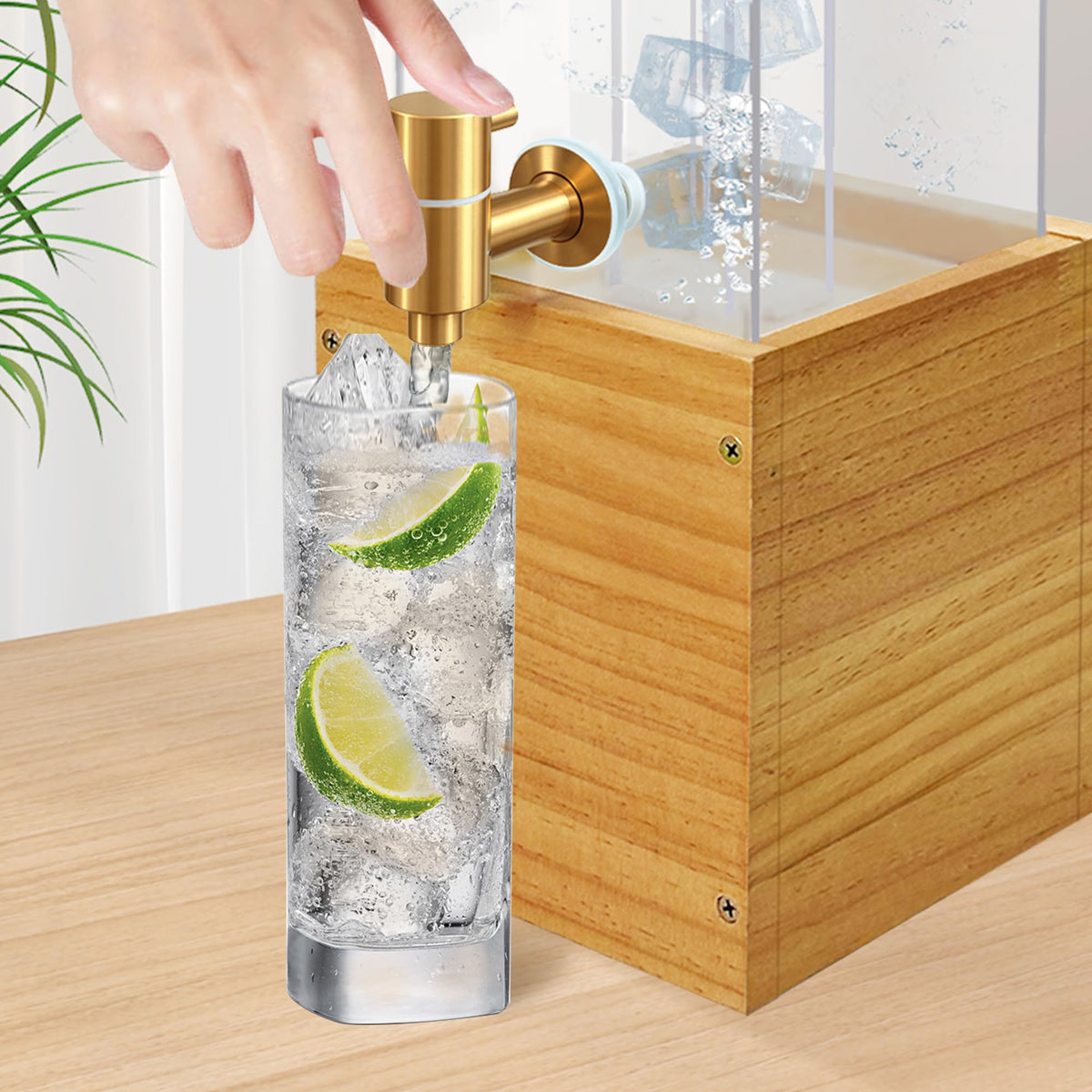 1.8 Gallon Drink Dispenser with Wood Stand Y45484