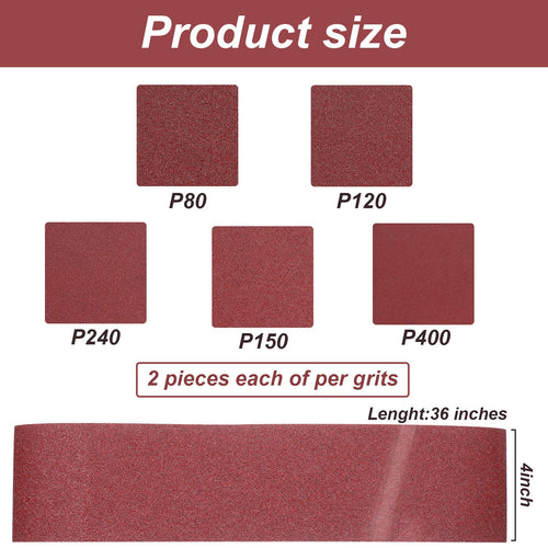 22 Pieces 4 x 36 In Sanding Belts and 6 In Self-Adhesive Discs Set W943312