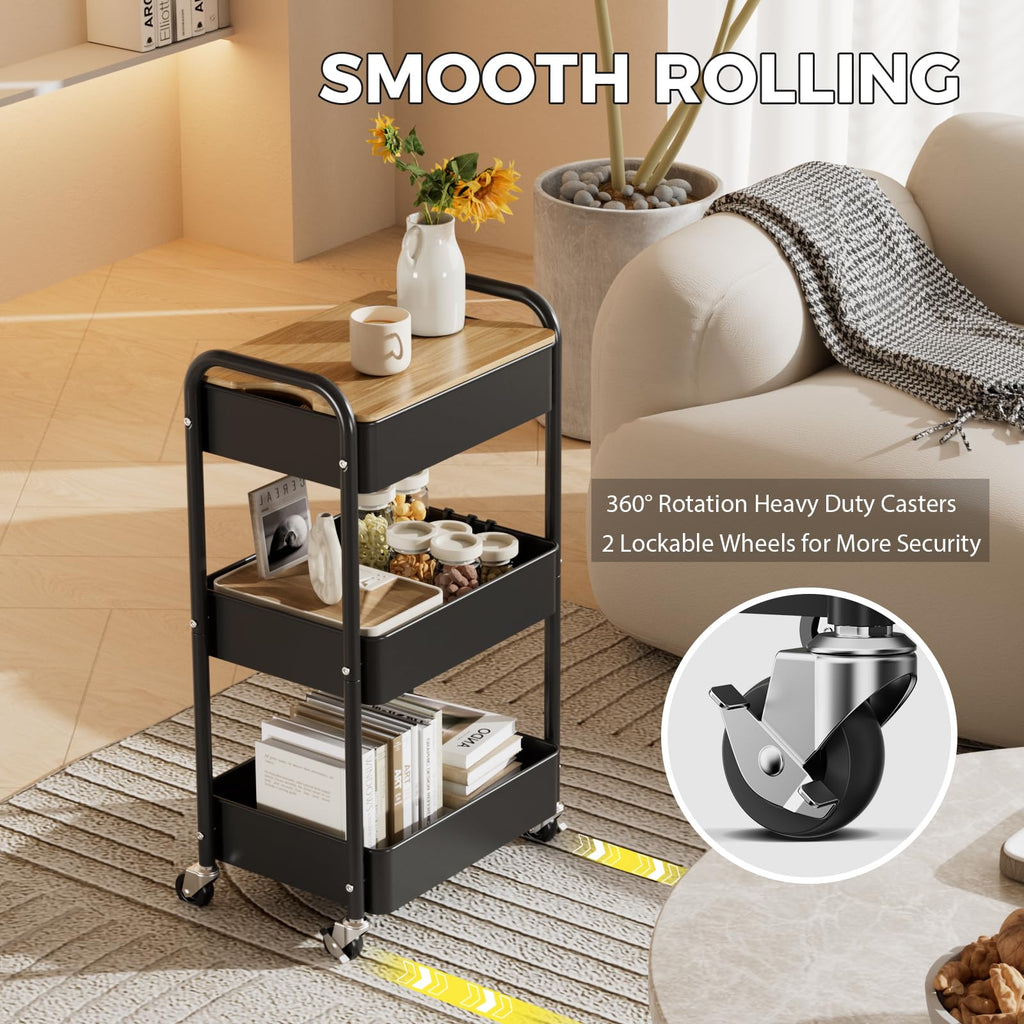 3-Tier Rolling Metal Utility Cart F75134