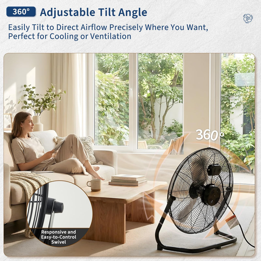 20 Inch 3 Speeds High Velocity Metal Floor Fan N1460