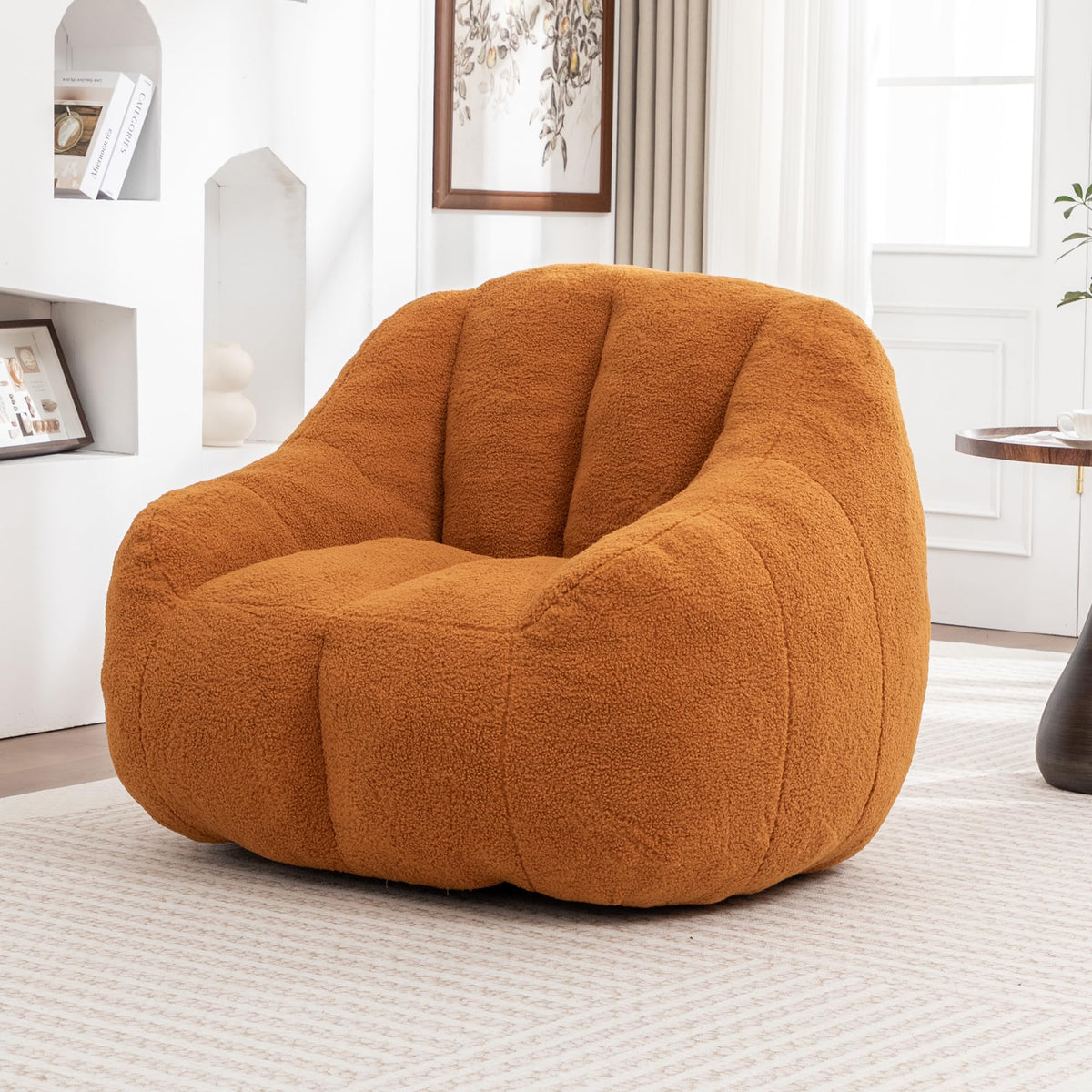 Yellow Faux-Fur Beanbag Sofa with Armrests S515642