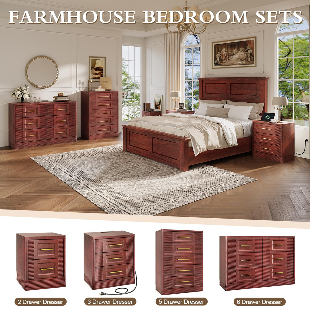 Walnut Nightstand with Charger Station R894
