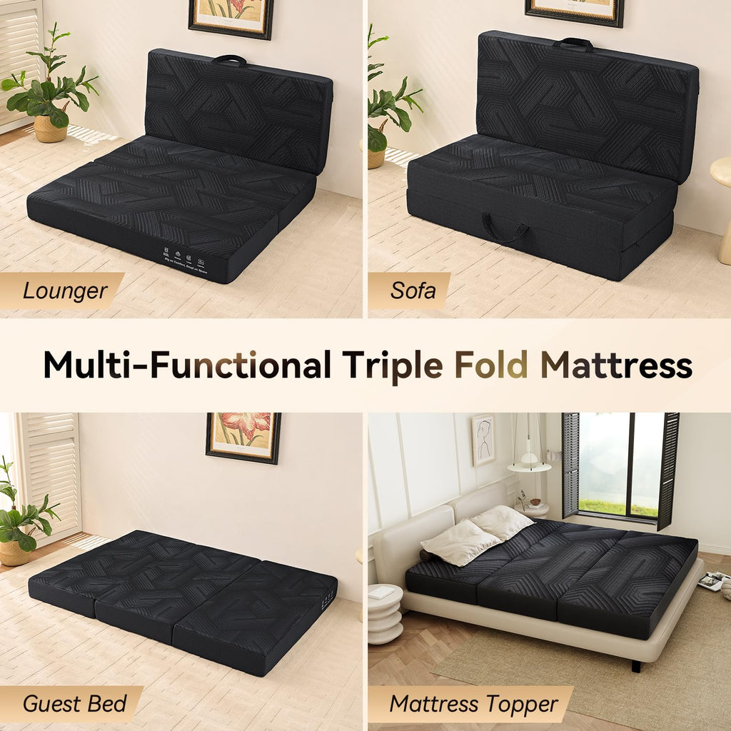 6 Inch Memory Foam Tri-Fold Twin Mattress with Washable Cover F435731