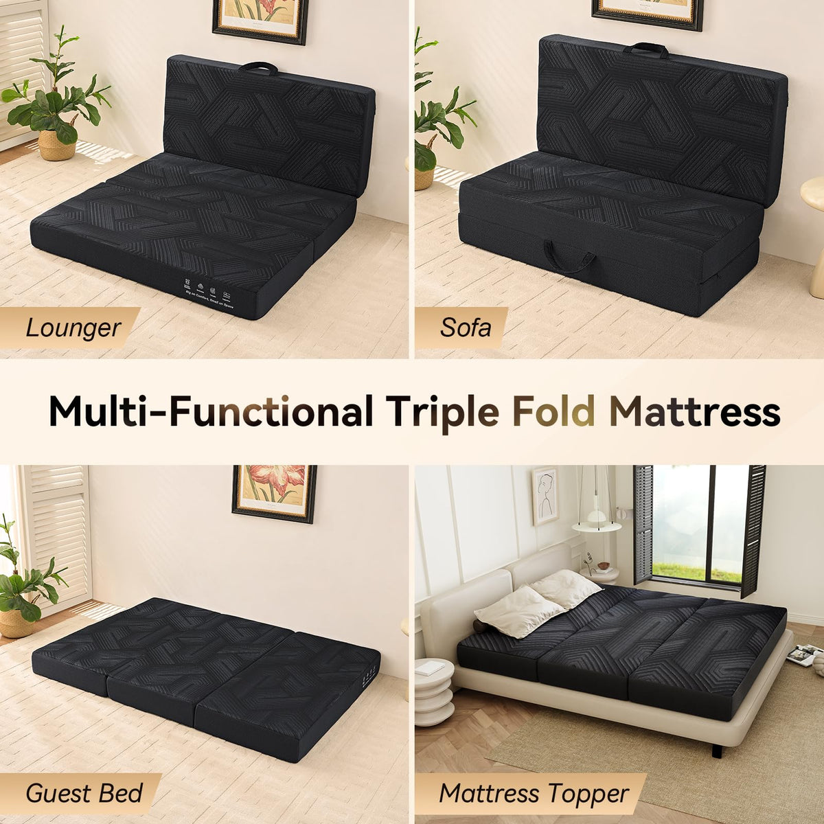 6 Inch Memory Foam Tri-Fold Twin Mattress with Washable Cover F435731
