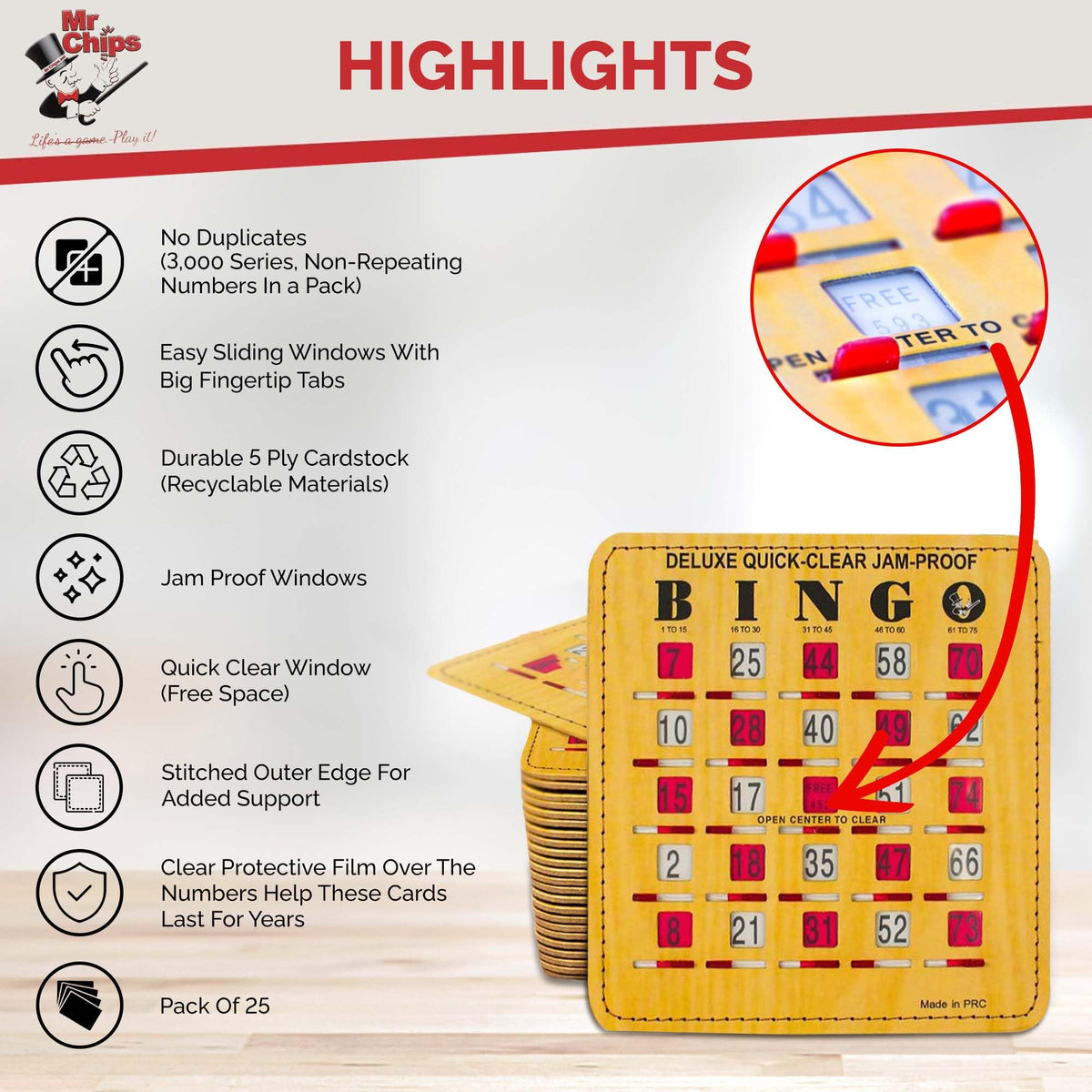 Bingo Cards with Sliding Windows 100 Pack G229338