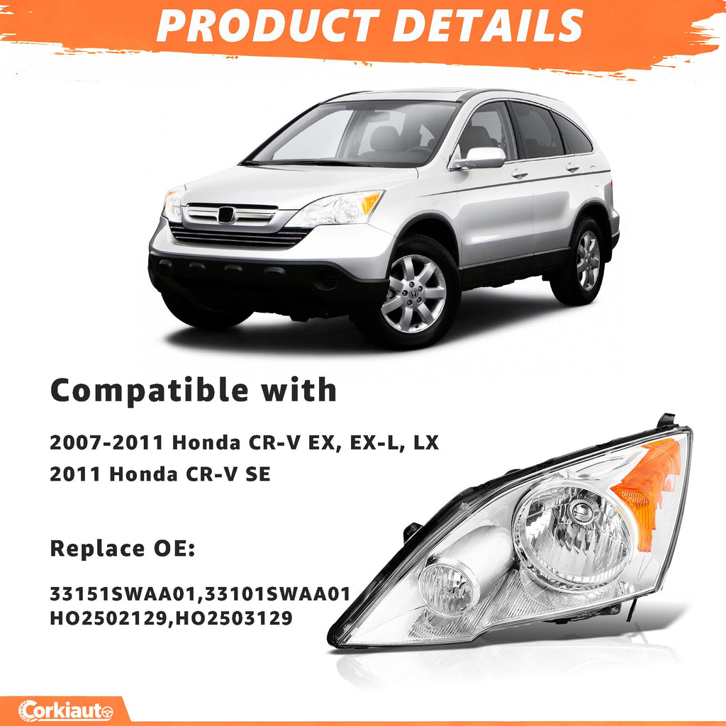 Halogen Headlight Assembly Pair Chrome Housing Clear Lens X3602