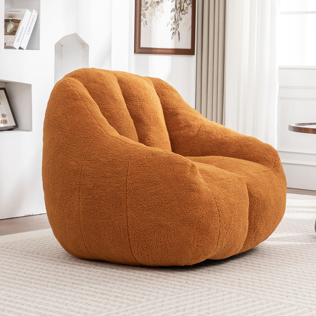 Yellow Faux-Fur Beanbag Sofa with Armrests S515642