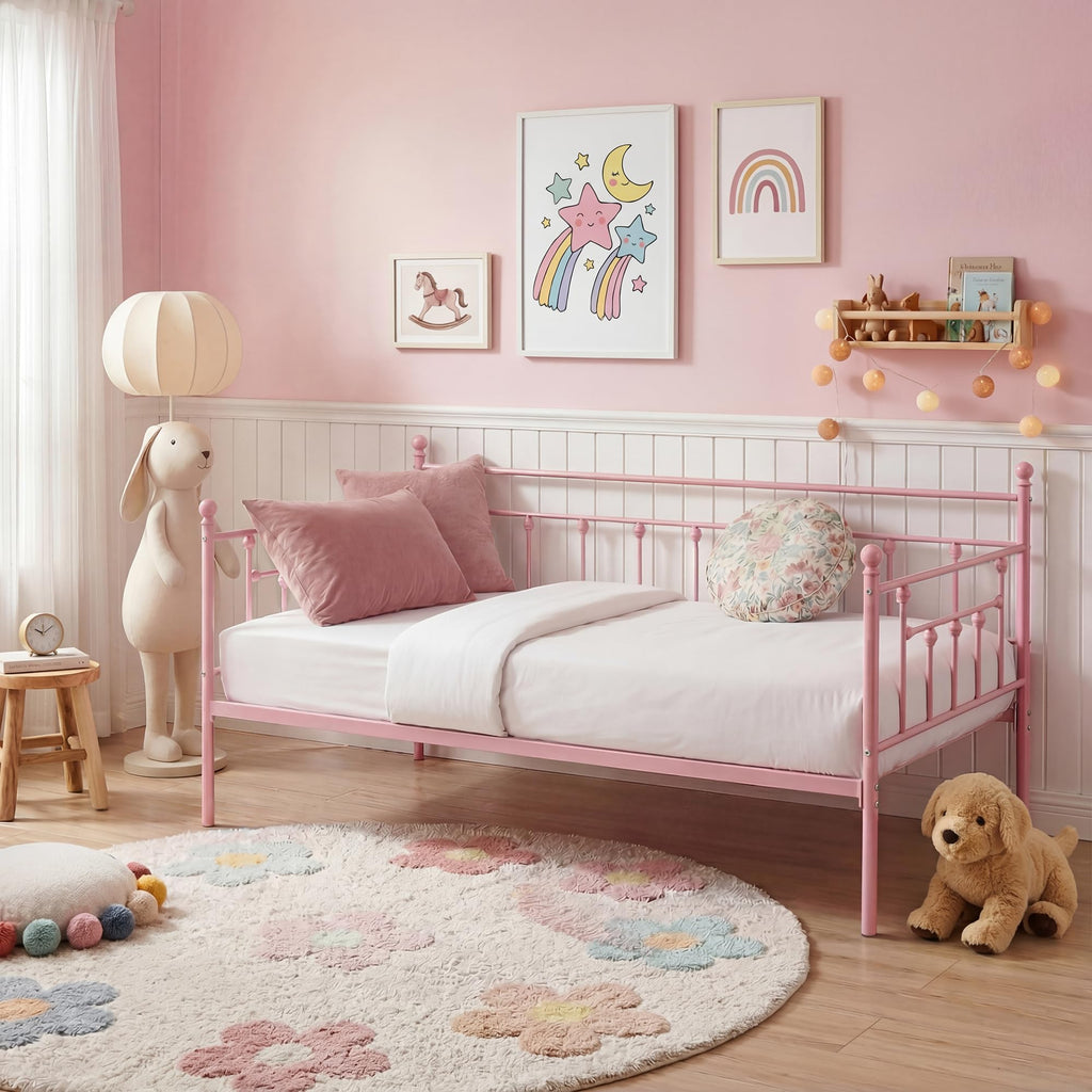 Twin Size Metal Daybed Frame with Headboard P7193
