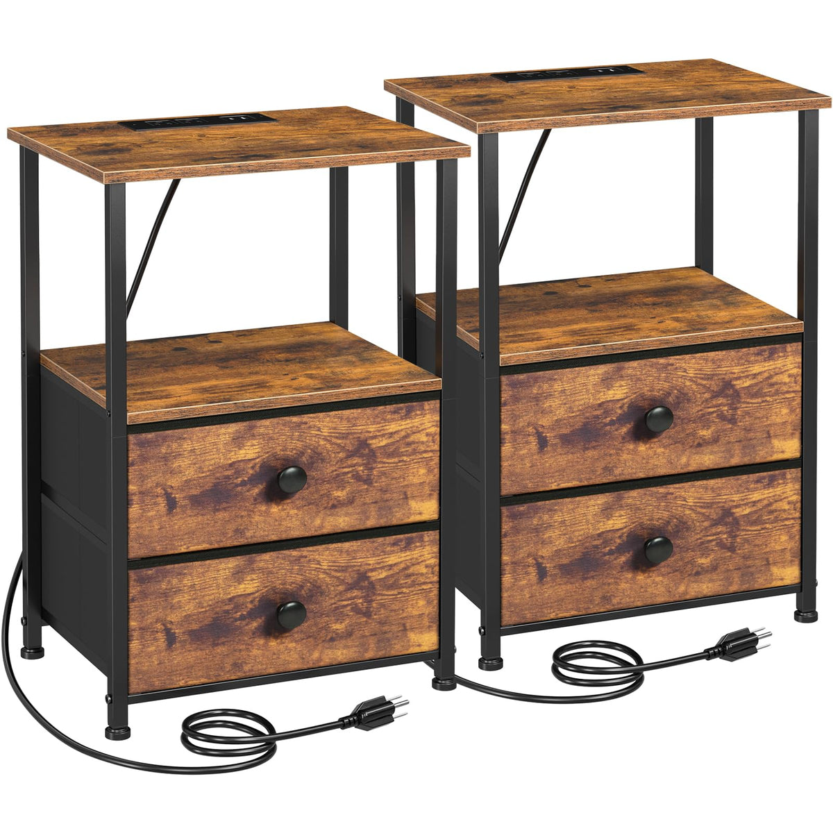 Nightstands Set of 2 with Charging Station R7405