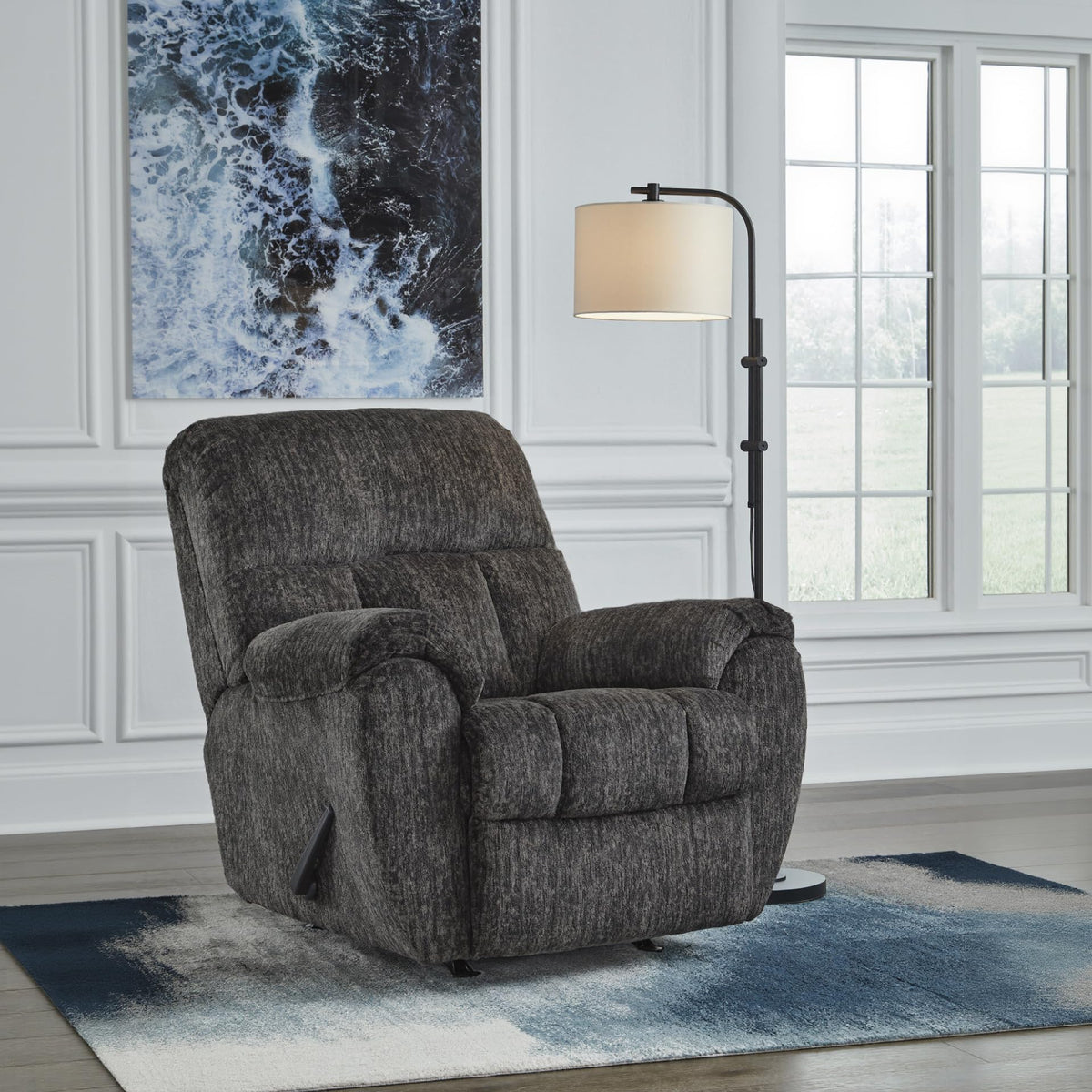 Gray Chenille Rocker Recliner Chair V7311