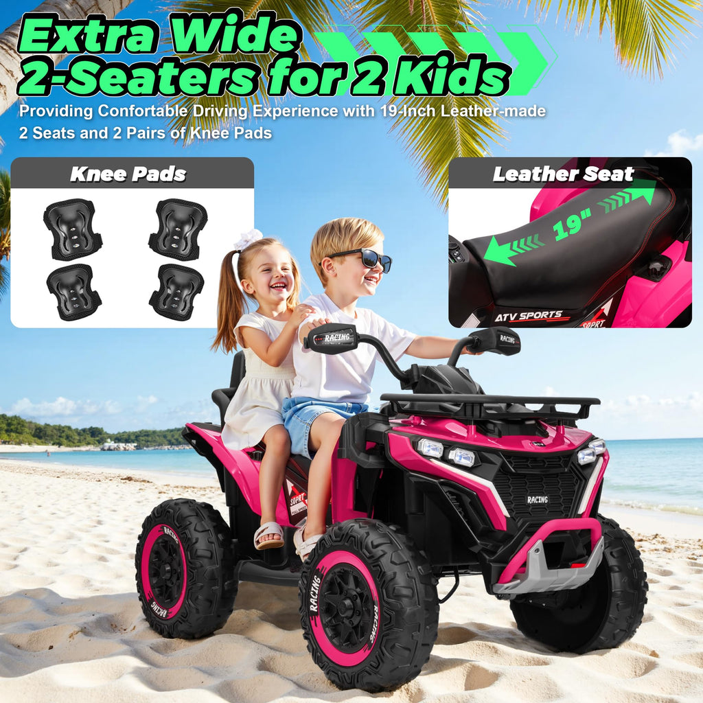 24V Kids ATV Four Wheeler with EVA Tires, 2 Seater, 800W Motors, Remote Control, Pink E113131