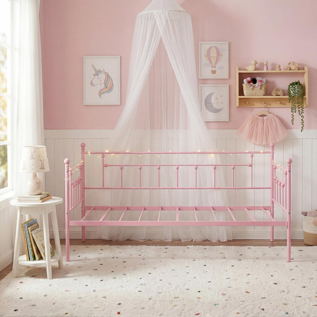 Twin Size Metal Daybed Frame with Headboard P7193