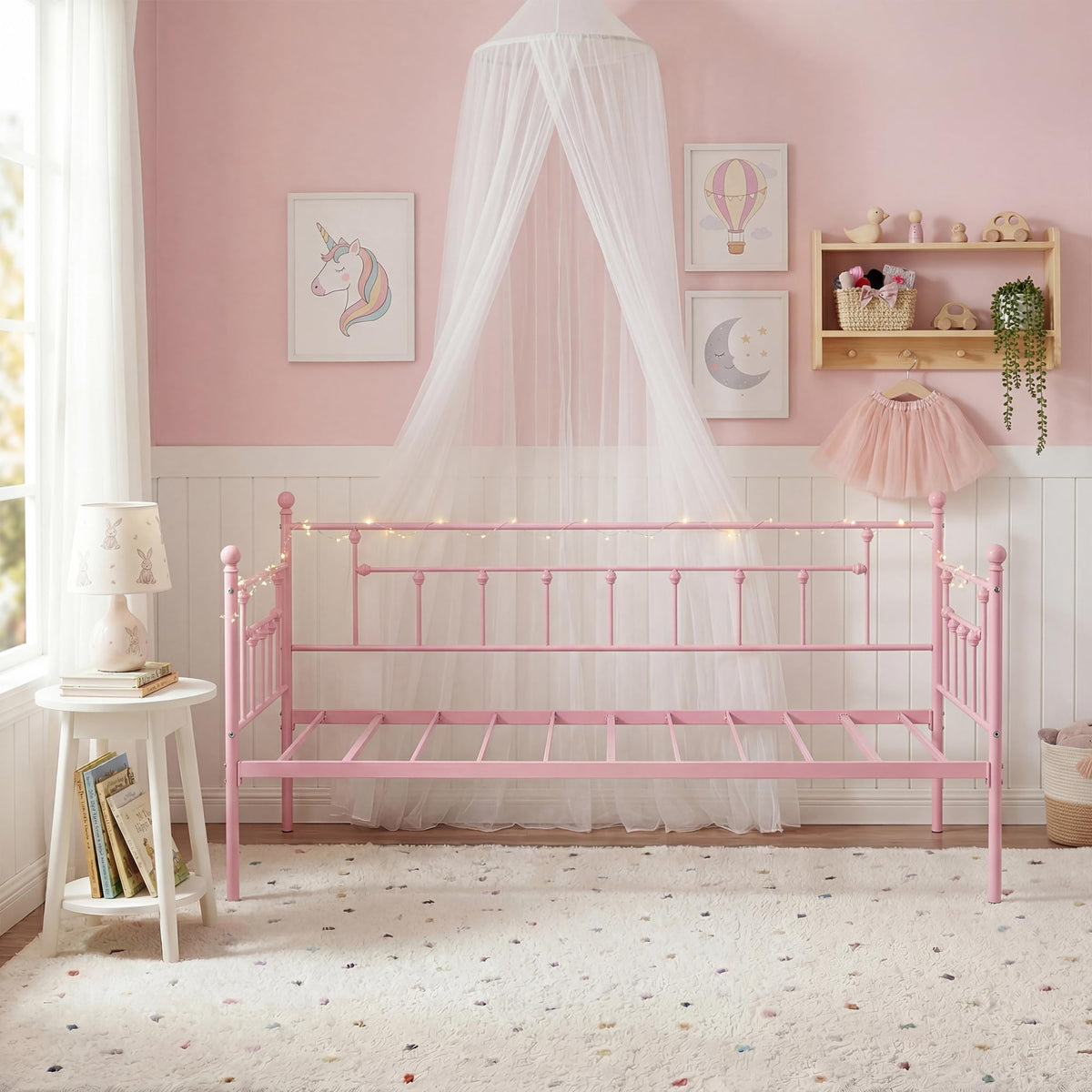 Twin Size Metal Daybed Frame with Headboard P7193