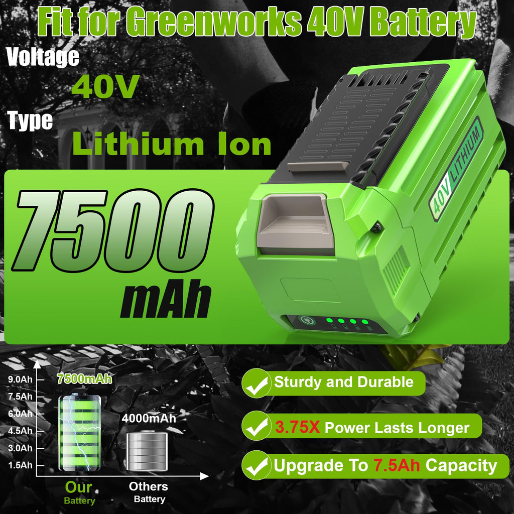 2 Packs 40 Volt 7500mAh High-Capacity Battery X53693
