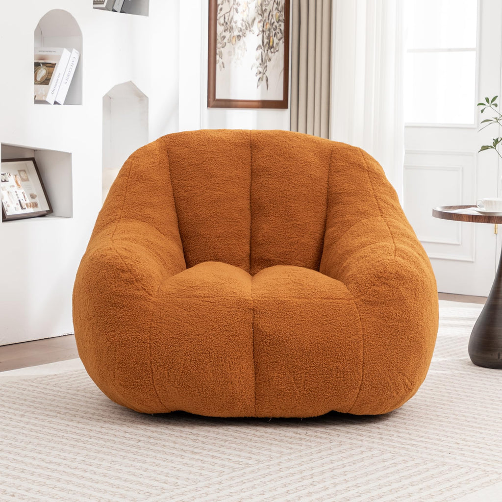 Yellow Faux-Fur Beanbag Sofa with Armrests S515642