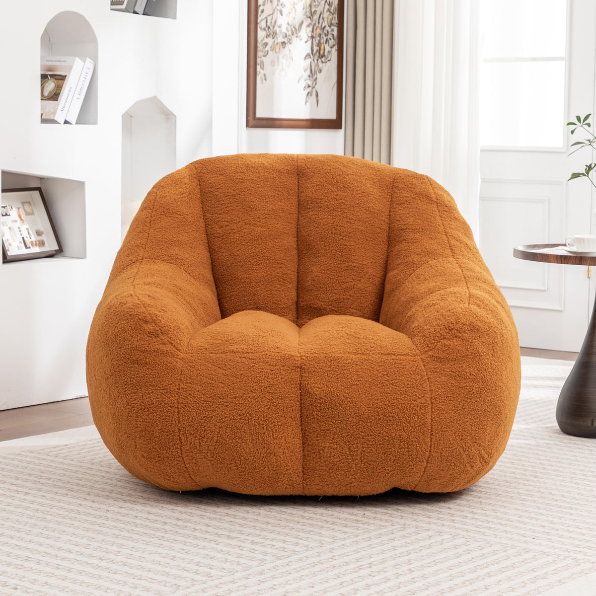 Yellow Faux-Fur Beanbag Sofa with Armrests S515642