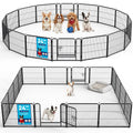 24" Height 16 Panels Foldable Metal Dog Playpen with Door R4651