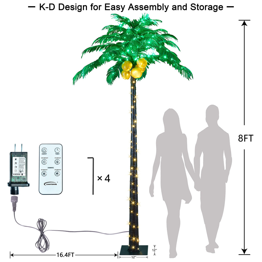 8FT Artificial Lighted Palm Tree with 256 LED Lights L816156