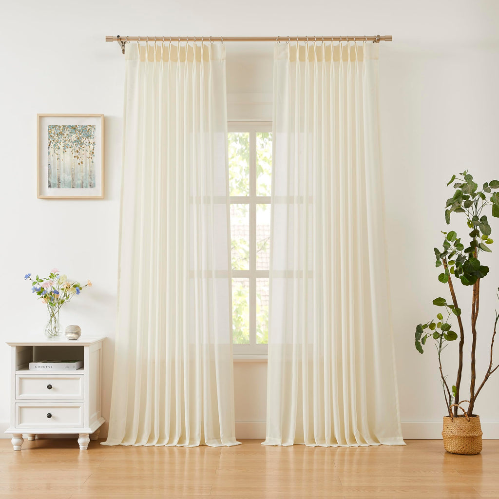 Pinch Pleated Sheer Curtains 108 Inches Length N1244