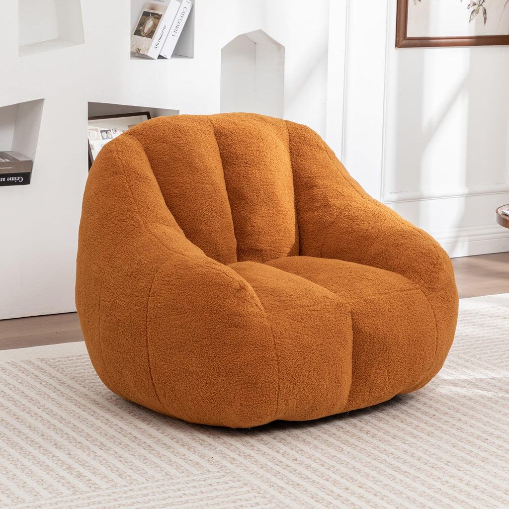 Yellow Faux-Fur Beanbag Sofa with Armrests S515642