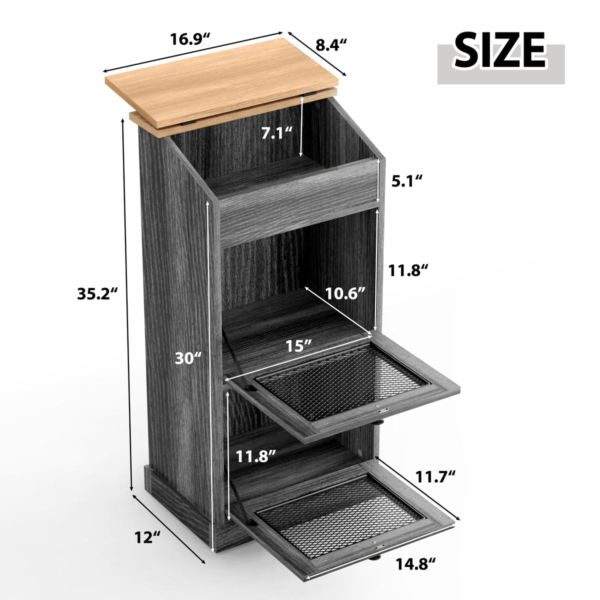 Wooden Potato and Onion Storage Bin with Lid D64423