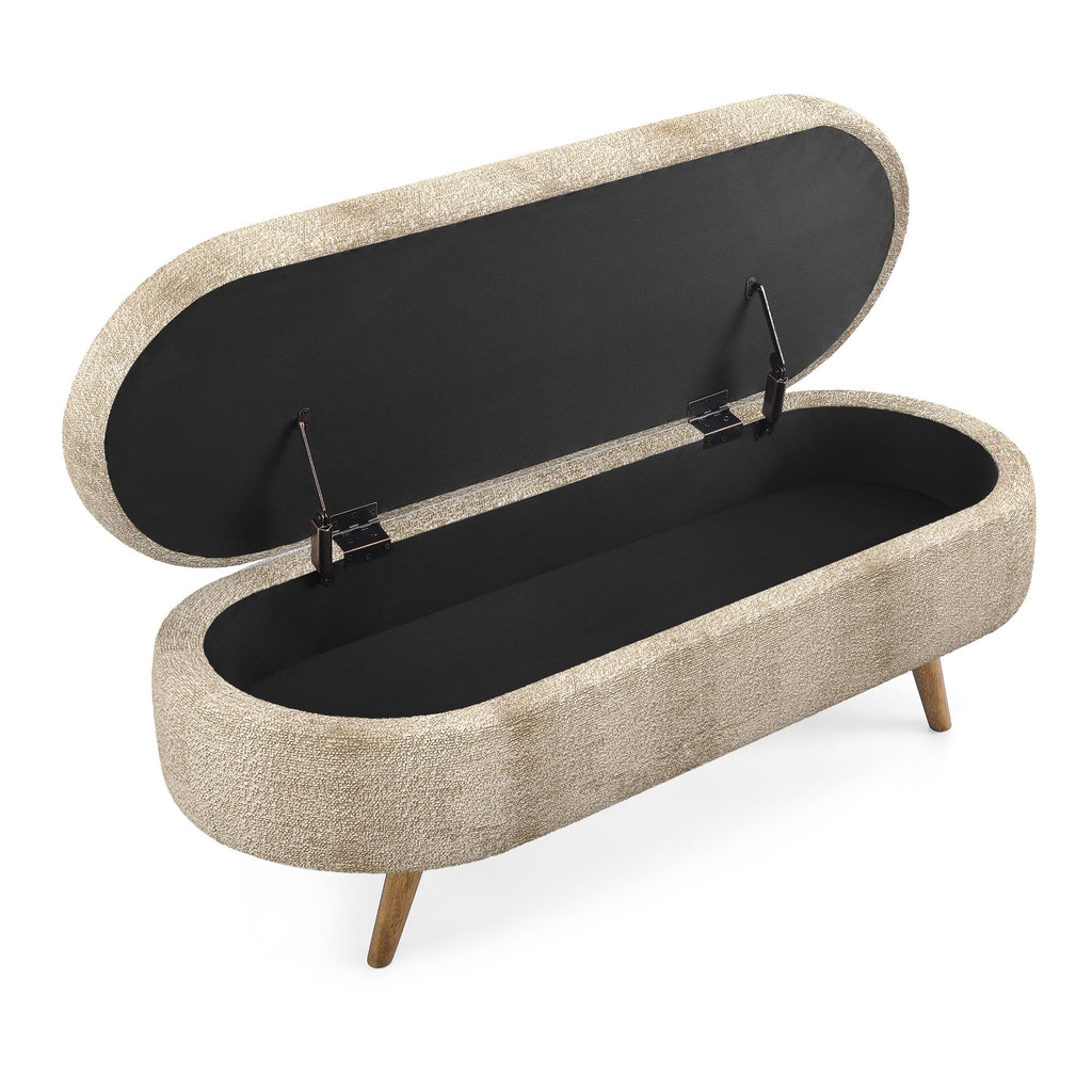 Oval Storage Bench with Rubber Wood Legs Y5493