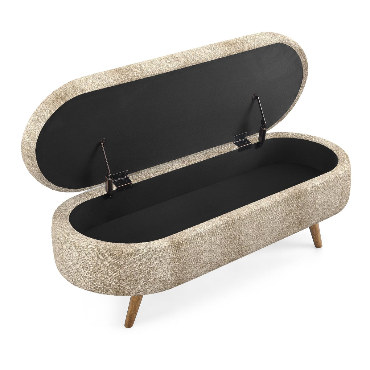 Oval Storage Bench with Rubber Wood Legs Y5493