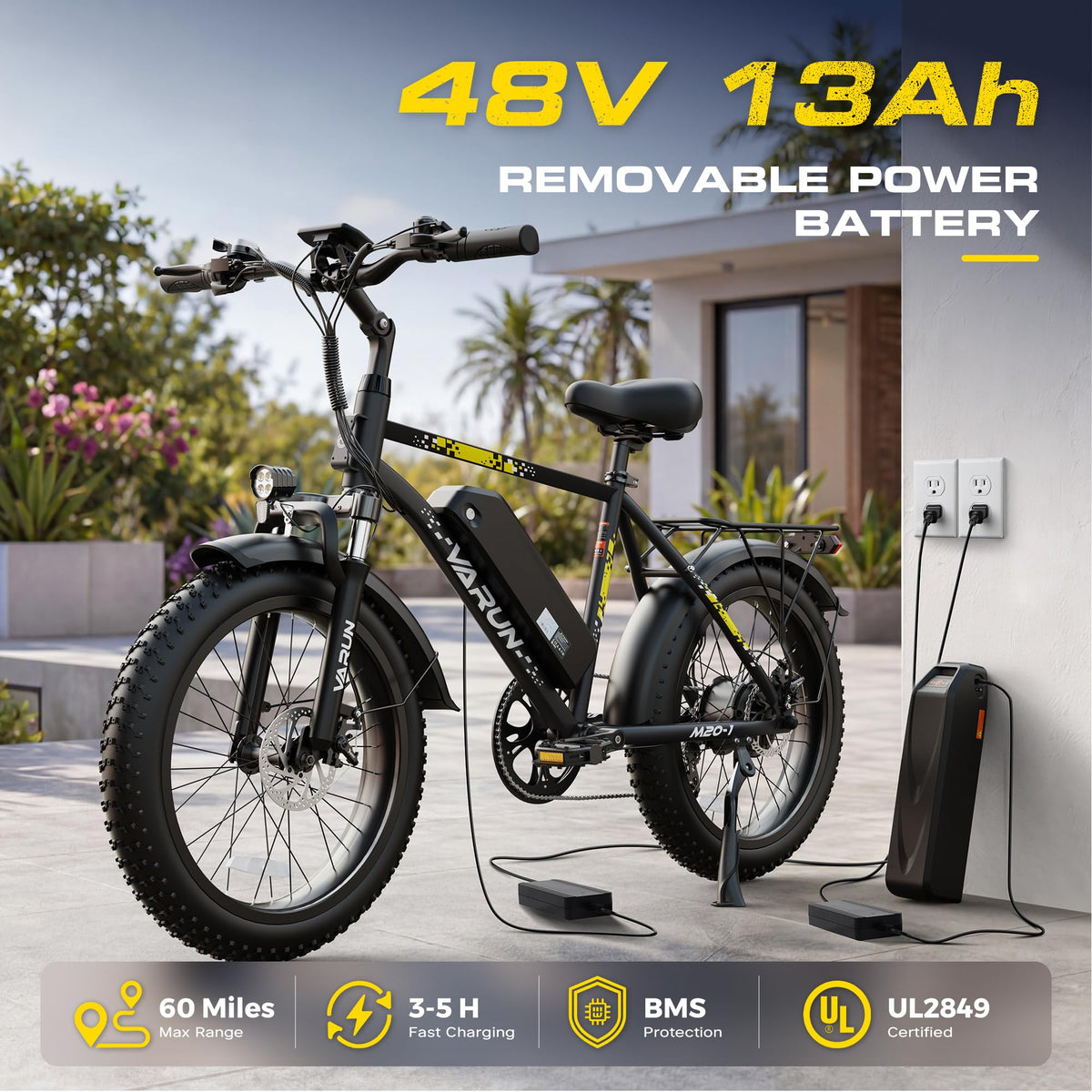 1000W Peak Motor 60+ Miles Fat Tire Electric Bike G9261