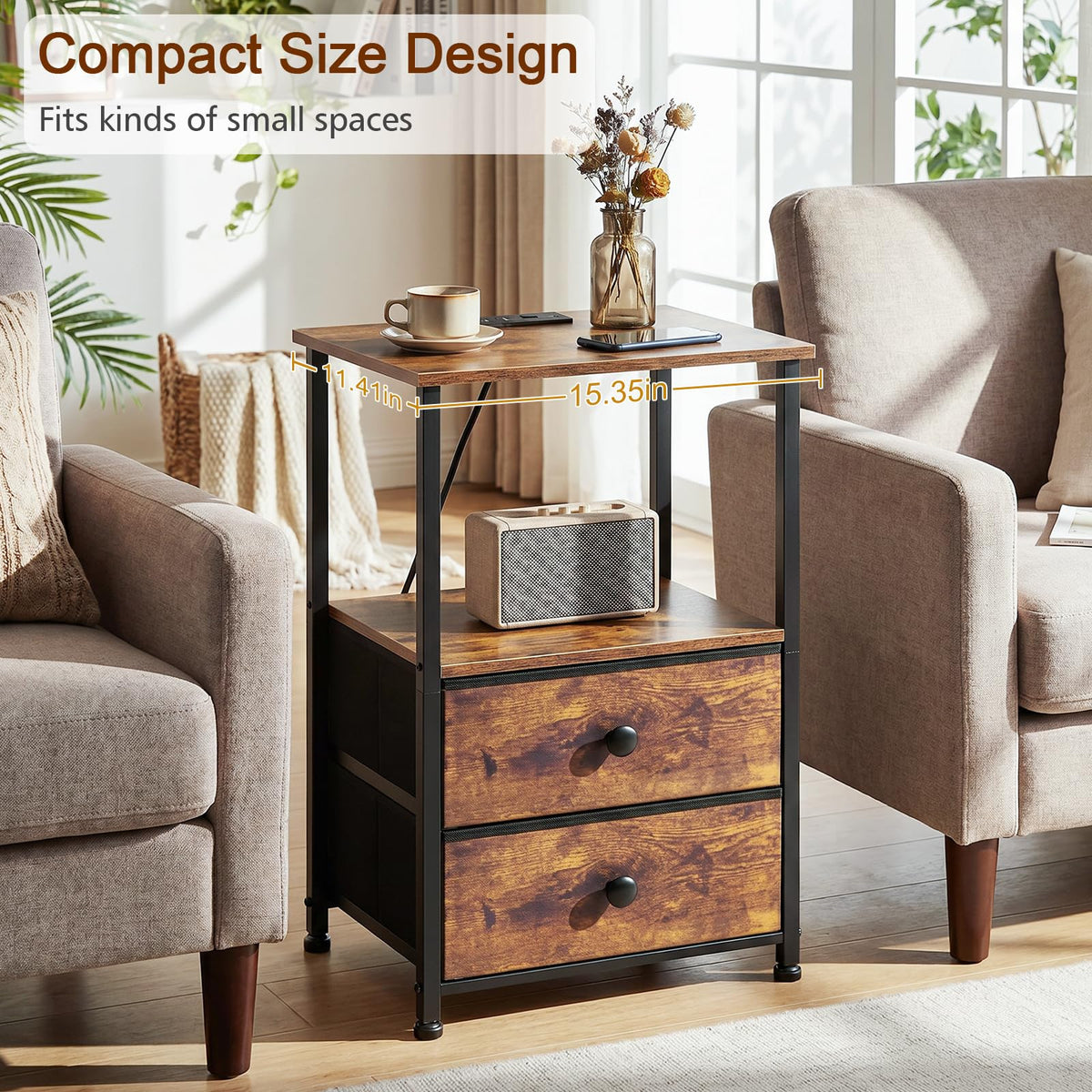 Nightstands Set of 2 with Charging Station R7405